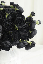 Floroom Ranunculus Artificial Flowers 18 Pcs Black Faux Silk Mini Ranunculus Bulk Fake Wedding Filler Flowers for DIY Bouquets, Centerpieces, Bridal Shower Decorations & Arrangements