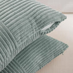 Fancy Homi 2 Packs Grey Blue Euro Decorative Throw Pillow Covers 26x26 Inch for Couch Bed Sofa, Rustic Farmhouse Boho Home Decor, Soft Corss Corduroy Patchwork Textured Square Cushion Case 66x66 cm