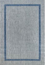 Bordered Outdoor Rug 6x9 Washable Outside Carpet for Indoor Patio Porch Waterproof Easy Cleaning Non Shedding Area Rugs Silver Gray - Blue 6 x 9
