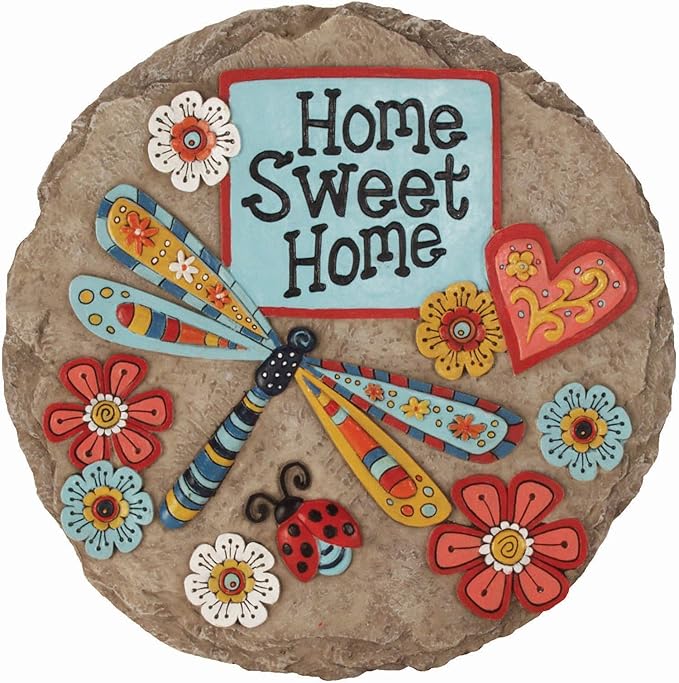 Spoontiques - Garden Décor - Home Sweet Dragonfly Stepping Stone - Decorative Stone for Garden