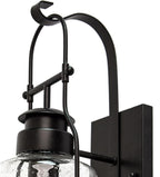 Muskoka Lifestyle Products Rustic Wall Light Lantern with Retro Industrial loft Lantern Look in Rubbed Bronze Powder Coat Finish with Milk Pioneer jug Glass