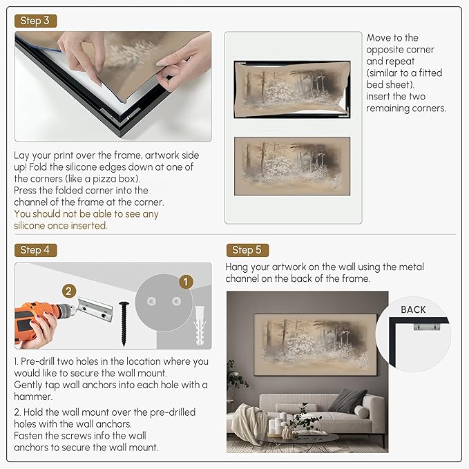 SIGNWIN 24"x46" Extra Large Framed Wall Art Misty Forest in Sepia Tones, Watercolor Woodland Landscape for Home Living Room Bedroom Decor (Frame Assembly Required)