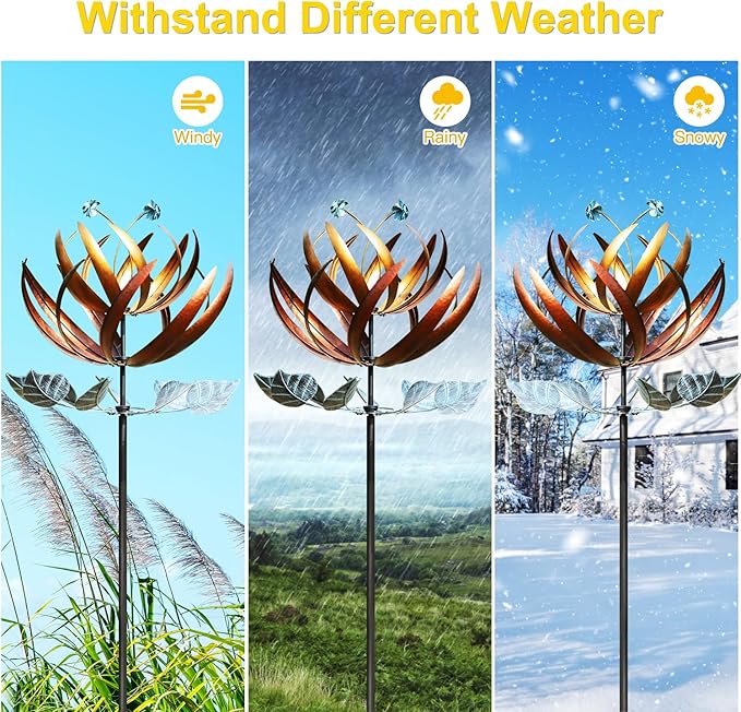 LimeHill Wind Spinner for Yard and Garden - Large Metal Kinetic Wind Sculptures for Outdoor Decorations (24 X 84 Inches)