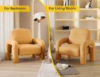 Modern Sherpa Accent Chair, Teddy Upholstered Arm Single Sofa, Cozy Fluffy Reading Chair for Living Room, Bedrooms, Corner (Yellow)