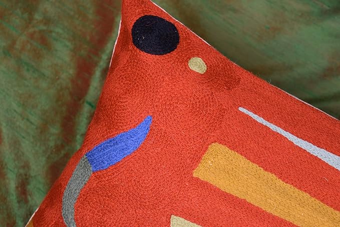 Lumbar Kandinsky Orange Abstract Pillow Cover Elements Modern Throw Pillowcase Chair Cushion Contemporary Pillowsham Accent Farmhouse Couch Hand Embroidered Wool Size 14x20
