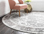 Unique Loom Rosso Collection Vintage, Traditional, Bohemian, Geometric, Distressed, Southwestern Area Rug, 3' 3" x 3' 3", Gray/Ivory