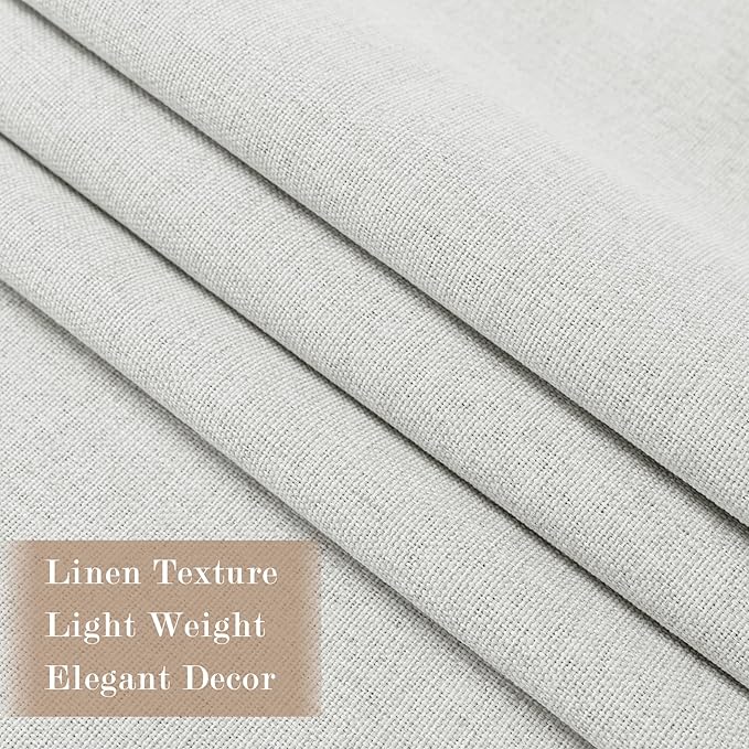 100" W x 84" L Faux Linen Room Divider Curtains, Full Blackout Pinch Pleated Drapes for Traverse Rod, Bedroom Divider Privacy Drapery with Hooks for Ceiling Track, 1 Panel, Greyish White