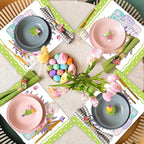 Spring Placemats Set of 6 Easter Plastic Table Mats Tulip Place Mats Washable Vinyl Flower Vase Spring Table Decoration for Indoor Outdoor Party Kitchen Dining