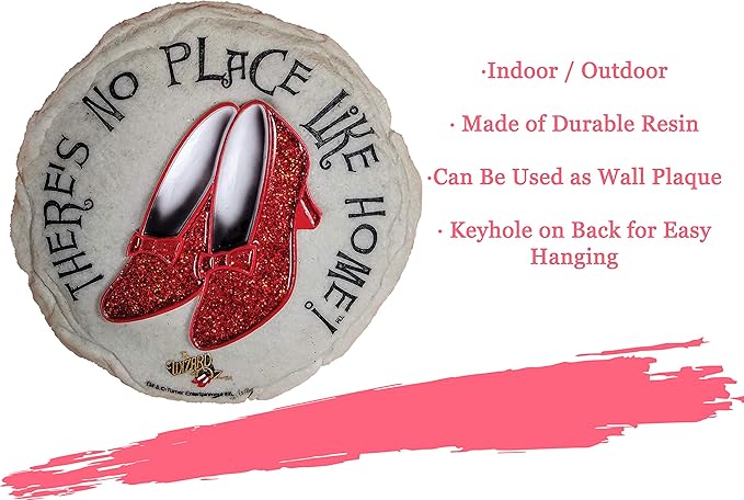 Spoontiques Ruby Slippers Stepping Stone - Wizard of Oz Decorative Garden Stone for Yard, Patio, Garden or Walkway - Outdoor or Indoor Home Decor
