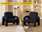 Modern Sherpa Accent Chair, Teddy Upholstered Arm Single Sofa, Cozy Fluffy Reading Chair for Living Room, Bedrooms, Corner (Black)