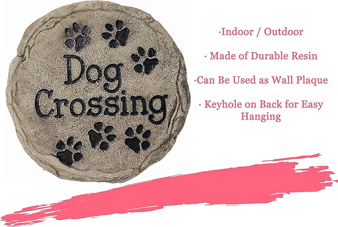 Spoontiques - Garden Décor - Dog Crossing Stepping Stone - Decorative Stone for Garden