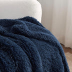 Bedsure GentleSoft Fuzzy Faux Fur Twin Blanket, Navy Blue Cozy Gifts for Men, Soft Sherpa Fleece Plush Warm Minky Thick Blanket Twin Size for Bed, Navy Dorm Decor Blue Gifts for Boys, 60x80