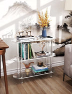 Clear Bookshelf, Acrylic Bookcase with Open Book Shelf Console Table for Entryway Office Living Room Bedroom (3 Tier Clear)
