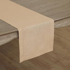 Solino Home Linen Beige Table Runner 72 Inches Long - 100% Pure Linen Hemstitch Table Runner 14 x 72 Inch for Dresser, Dining, Fall, Autumn, Halloween, Thanksgiving - Classic Hemstitch