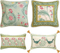 patdrea Designer Pack of 4 Throw Pillow Covers,French Vintage Rustic Linen with Green Floral Pattern Pillows Cover,Decorative Lumbar Square Pillowcases Cushion for Bed Living Room Outdoor Car