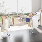 APEXCHASER Clothes Drying Rack Foldable, Drying Rack Clothing Large Space, Winged Laundry Rack with Sock Clips for Hanging Towels Clothes Dress Bedding Indoor Outdoor, White