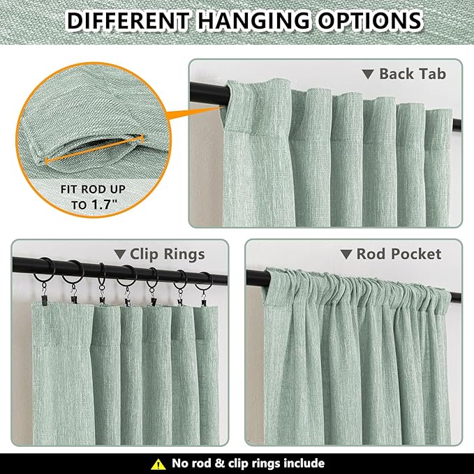 MYSKY HOME Living Room Curtains for Windows Semi Sheer Curtains 90 Inch Length Boho Room Decor Sliding Glass Patio Doorways Light Filtering Privacy Protect Soft Texture, Aqua, 50" x 90", 2 Panels