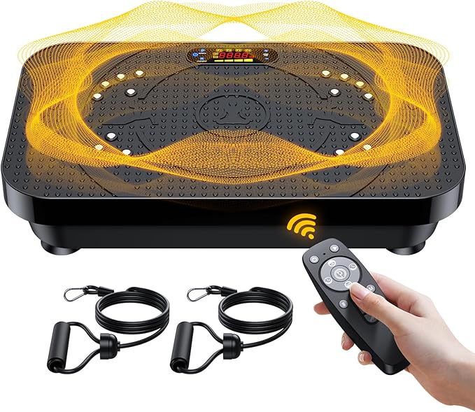 Vibration Plate Exercise Machine, OVANZA Whole Body Vibration Plate for Lymphatic Drainage, Burns Fat, Helps Toning, Weight Loss Shaping Wellness for Home Training Equipment
