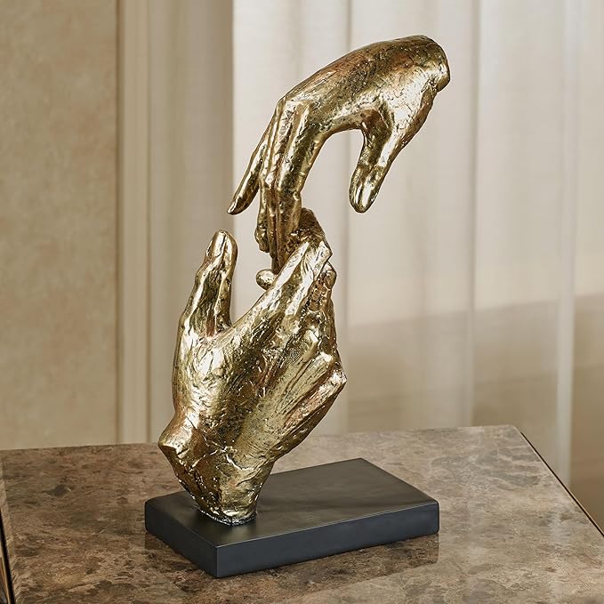 Touch of Class Loving Hands Table Sculpture - Gold - Made of Resin - Contemporary Art Statue - Sign of Love Decor - Modern Hand Statues and Sculptures for Home Desk, Living Room - 11.5 Inches High