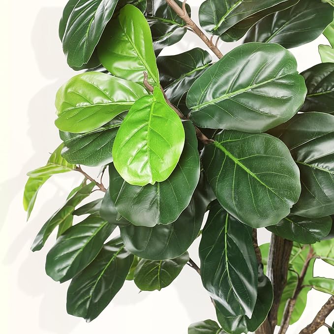 8ft(96in) Fiddle Leaf Fig Tree Artificial - Tall Faux Fiddle Leaf Fig Tree - Fake Fig Plant with Realistic Texture for Indoor Outdoor Modern Home House Office