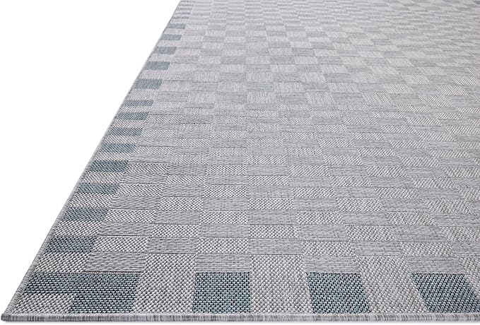Loloi Amber Lewis Topanga Collection TOP-07 Silver/Blue 7'-10" x 10' Indoor/Outdoor Area Rug