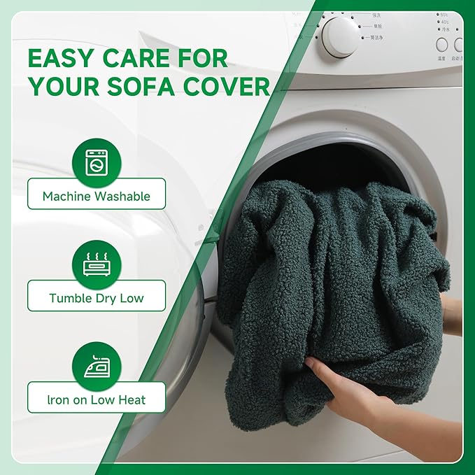 Couch Cushion Covers for Sectional Sofa, Stretch Soft Sofa Slipcovers Washable Wear-Resistant Universal Furniture Protector for Living Room(3 Seaters Covers, Green)