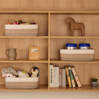 Large Shallow Organizing Baskets 15x11x5.1 Inches - Rope Woven Storage Bins for Bathroom, Shelves, Cube Closet, Gradient Brown 2 Packs