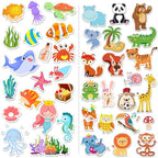 Window Clings Stickers for Kids Window Gel Clings Decals Thick Gel Clings Toddlers and Adults Classroom Home Nursery Airplane Birthday Party Supplies (Jungle Animals + Sea Animals)