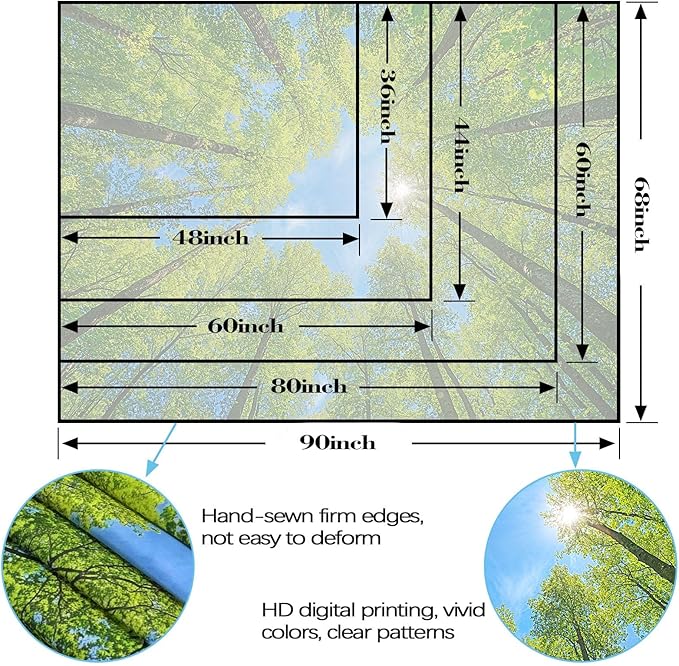 AMM Nature Forest Tree Celling Tapestry Lush Green Treetops Sunlit Tapestry for Bedroom Aesthetic Sky Sunlight Canopy Leaves Landscape Tapestries Wall Hanging for Living Room Dorm Office 60 x 44 Inch