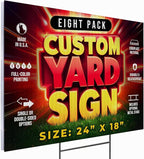 8 Pack 24"x18" Custom Yard Signs with Stakes, Personalized Yard Signs for Outdoors, Customized Full Color Print Corrugated Signs for Business