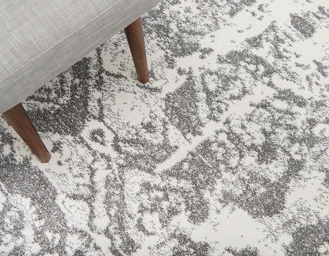 Unique Loom Rosso Collection Vintage, Geometric, Bohemian, Traditional, Distressed, Southwestern Area Rug, Rectangular 5' 0" x 8' 0", Light Gray/Ivory