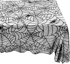 eZAKKA Halloween Table Cloth, 60"x104" Spider Webs Tablecloths Black Tablecloth Lace Fabric Table Cloths Spooky Table Cover for Rectangle Tables for Parties Gothic Halloween Home Decorations