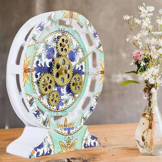 The Gears Clock Wall Clock Italy Collection with Moving Gears (Maiori, 10 inch Round)