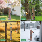 MIXXIDEA 1PK Metal Bird Feeders with 6 Feeding Ports,Tube Bird Feeder with Steel Hanger,Hard Plastic Wild Bird Feeder for Outdoors Hanging, Attracting Birds in Your Lawn, Garden, Balcony-Grey