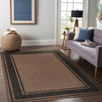 Beverly Rug Outdoor Rug 6x9 Modern Bordered Area Rugs for Indoor and Outdoor Patio Deck Porch Garden Waterproof Weather Sun Resistant Washable Outside Carpet (6 x 9 Gold)