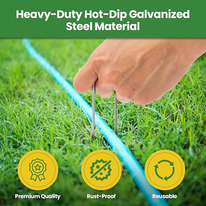 Landscape Staples 12 Inch 120 Pack, Garden Stakes Galvanized Garden Staples 11 Gauge, Plant Cover Stakes for Lawn Weed Barrier