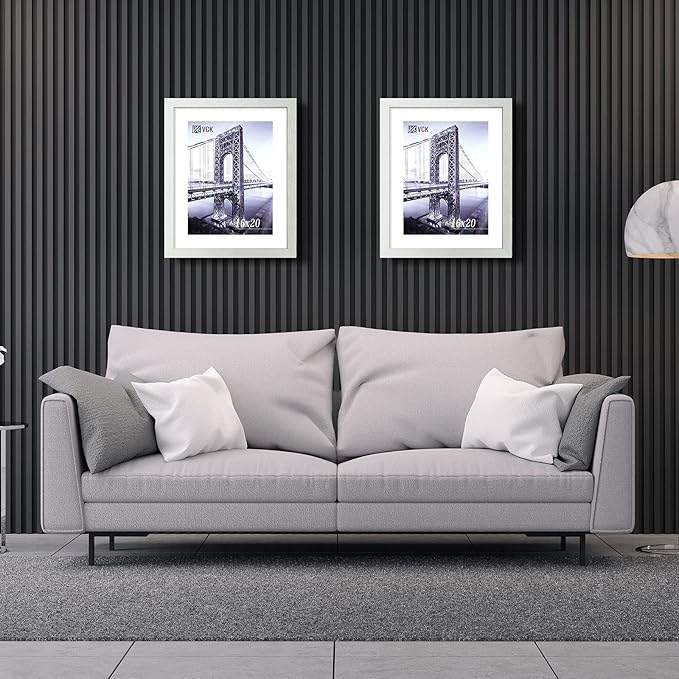 VCK 16x20 Poster Frames 3 Pack White MDF Wood and Polished Plexiglass Frame,Display Pictures in Horizontal and Vertical