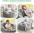 Hobestluk Bean Bag Chair Oversized Bean Bag Chair for Adults Donut-Shaped Large Bean Bag with Spacious Design for Living Room Bedroom or Reading Nook (Bubble Grey)