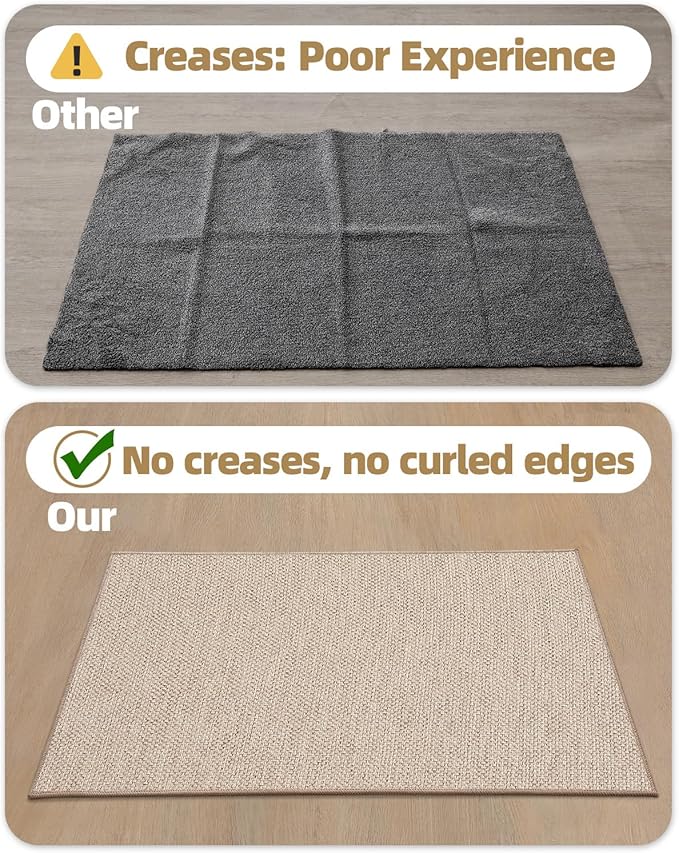 Color&Geometry Front Door Mat Indoor 27"x59", Ultra Non Slip Rubber Backed Dirt Trapper, Low Profile Thin washable, Easy Clean Entry Entryway Rug Door Mat Indoor Entrance, Khaki (Rolled-up NO Creases)