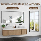 Bathroom Mirror 60" x 30", Large Rectangle Wall Mirror, Black Metal Frame Wall Mounted Mirrors for Bathroom, Vanity, Bedroom, Entryway Decor(Horizontal/Vertical)