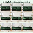 Modular Sectional Sofa, Comfy Cloud Couch Oversized Loveseat with Ottoman, Sectional Couches for Living Room, Modern Chenille L Shaped Couch, Sleeper Deep Seat Sofa with Throw Pillows, Green