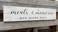 Farmhouse Kitchen Wall Decor,Meals and Memories are Made Here Sign, Rustic Wood Kitchen Signs Dinning Room Wall Decor (Meal) 4x16 Inch