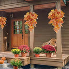 RECUTMS Fall Leaves Fall Decorations for Home Clearance Fall Decor Leaf Fall Decorations Fall Decorations for Home Thanksgiving Decorations Hanging Plants Indoor Artificial Wall Decor(Orange)