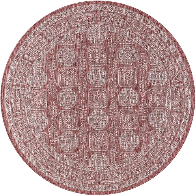 Keen Home Design Terrace Outdoor Round Rug - 5ft Round Washable Indoor/Outdoor Rug for Patio, Kitchen, Balcony, Beach, Garden, Deck and Porch, Size: 5'3" Round