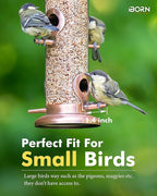 iBorn Metal Bird Feeders Metal Bird Feeder Copper for Outdoors Hanging All Metal Copper Finishing 14 Inch 4Port(Seed is not Included)