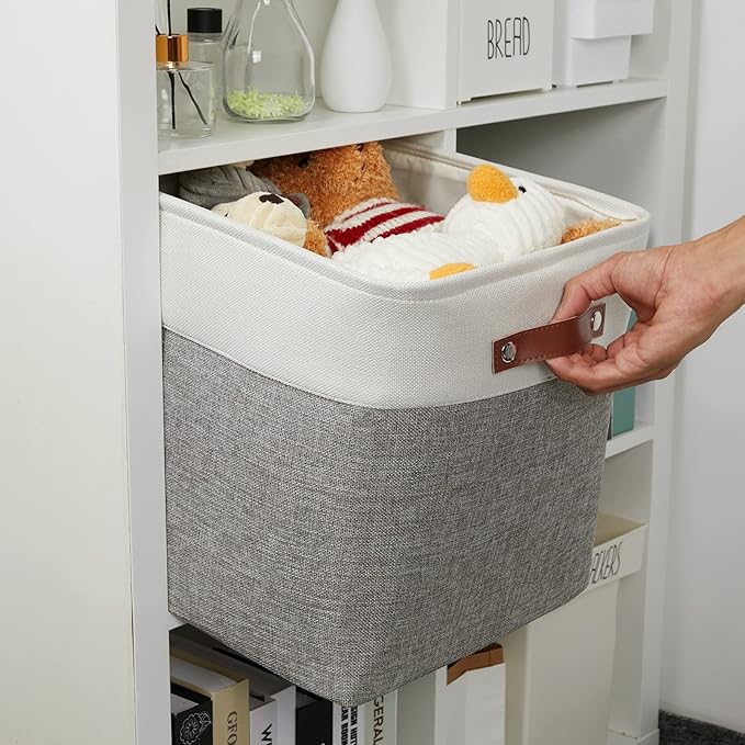 DULLEMELO 13 inch Fabric Storage Cubes 4 Pack Foldable Baskets/Bins for Home Office Organizer Closet, Shelves, Toy, Nursery