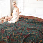 Boho Throw Blanket for Bed - 100% Pure Cotton Ultra Soft Rustic Quilt - Farmhouse Decor Bed Blankets, All Season Rustic Throw for Sofa Couch Chair(60''×80'', Floral)