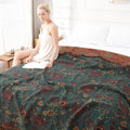 Boho Throw Blanket for Bed - 100% Pure Cotton Ultra Soft Rustic Quilt - Farmhouse Decor Bed Blankets, All Season Rustic Throw for Sofa Couch Chair(91''x 98'', Floral)