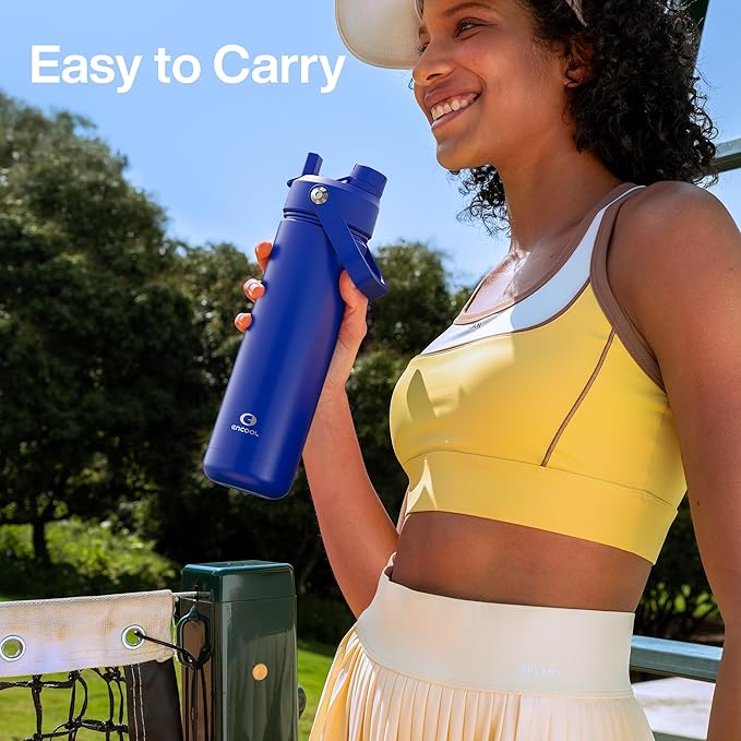 Insulated Water Bottle with Straw Stainless Steel Water Bottle, Leak-Proof, BPA-Free, Double Wall Vacuum Keeps Cold for 24 Hours for Sports, Travel, School (18 oz, Royal Blue)
