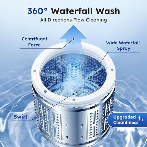 1.0 Cu.ft Portable Washing Machine for Home & Apartment, Full-Automatic Clothes Washer with 6 Water Level & 10 Wash Cycles, Drain Hose Included, White